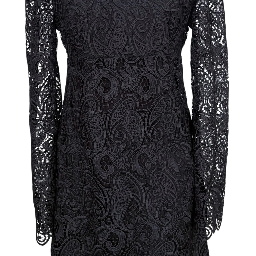 Anthropologie Maeve Embroidered Lace Mini Black Lace Whimsy goth Dress Sz 6 US - Picture 4 of 10